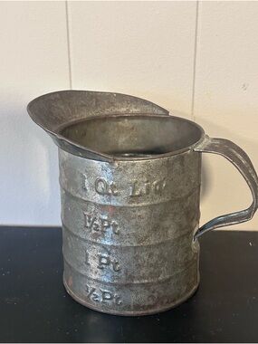 Vintage Metal Measuring Pitcher - Rustic Gray